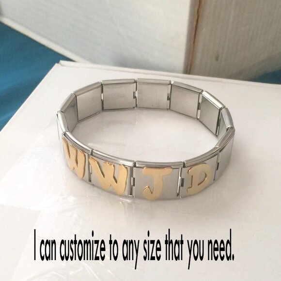 Stainless Steel What Would Jesus Do Bracelet EZ Custom Size to Fit Your Wrist - Picture 2 of 5